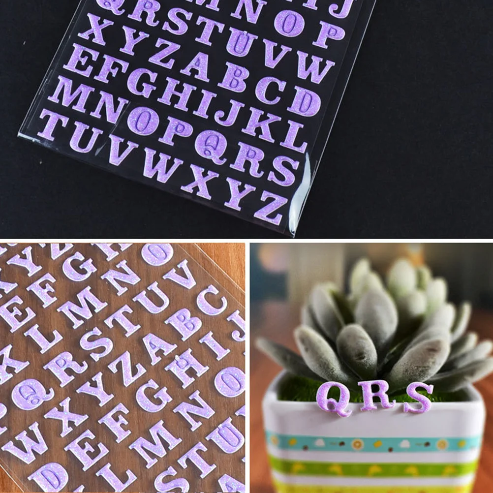 

6 Sheets Colorful Letter Glitter Stickers Numbers Alphabet Stickers DIY Stock Stickers (Random Pattern)