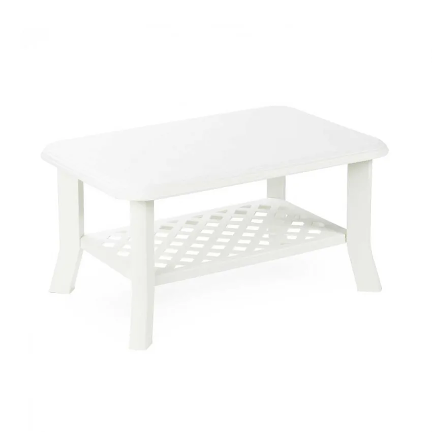 Белый полипропиленовый низкий садовый стол Progarden 90 см прямоугольной формы Niso с