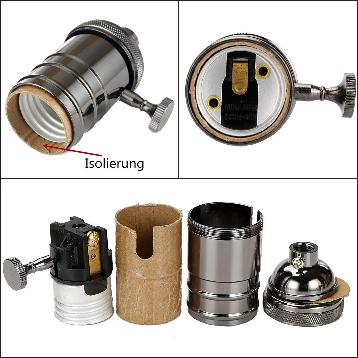 Винтажные винтовые колпачки для лампочек античная латунная розетка E27 подвеска