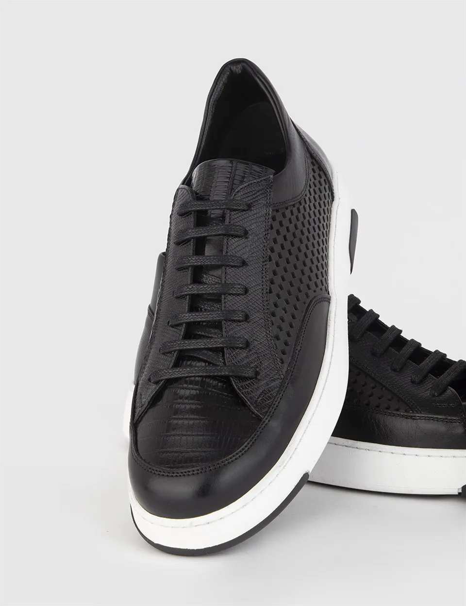 

ILVi-Genuine Leather Handmade Brina Black Leather Men's Sneaker Men Shoes 2022 Spring/Summer