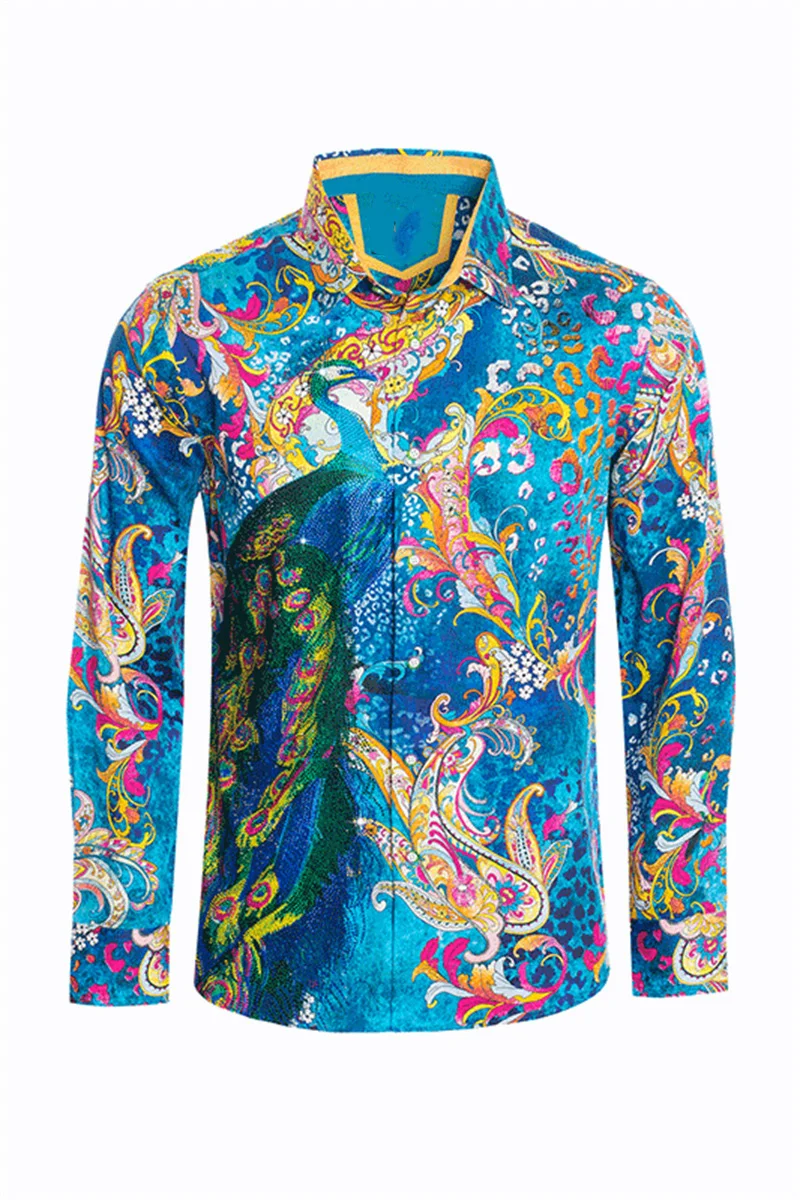 Рубашка мужская с длинным рукавом и отложным воротником люксовая модная блуза