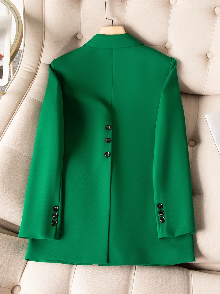 Khaki Black Green Women Solid Formal Blazer Coat Female Long Sleeve Single Button Straight Jacket For Office Ladies Work Wear