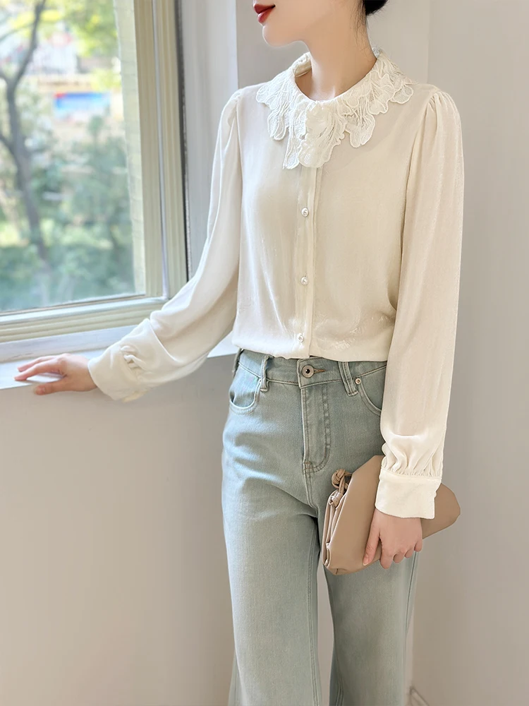 Женские шелковые бархатные рубашки с жемчужной пряжкой высококачественные