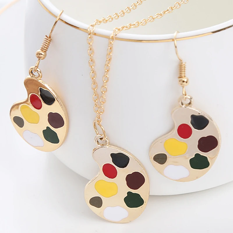 

Fashion Creativity Childlike Five-color Pigment Dangle Earrings for Girls Artist Colorful Palette Earr Drop Unique Jewelry Gifts