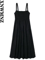xnwmnz 2022 women fashion hem perforated embroidered dress holiday style chest elastic wide shoulder single female chic dress
