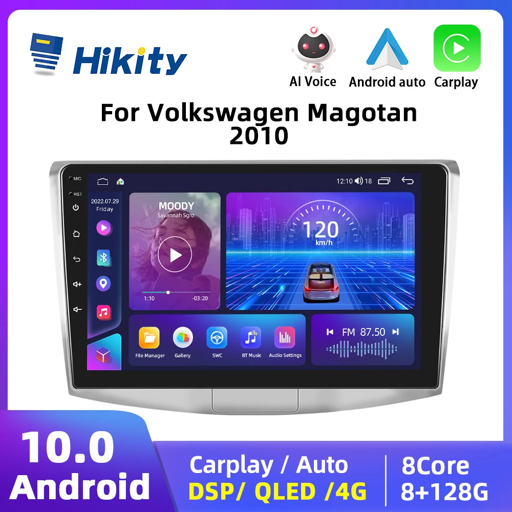 Hikity 8-ядерный Aandroid автомобильный радиоприемник для Volkswagen Magotan/CC 2010-2014 Carplay навигация GPS WIFI головное устройство 2din автомобильное стерео радио