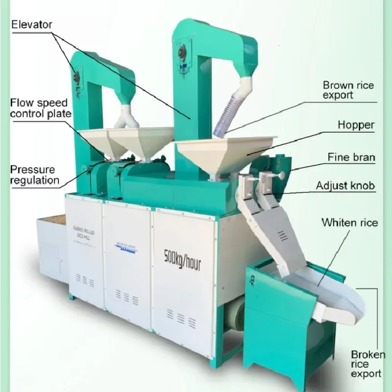 Лидер продаж 500 кг/ч однофазная рисовая мельница фрезерный станок для