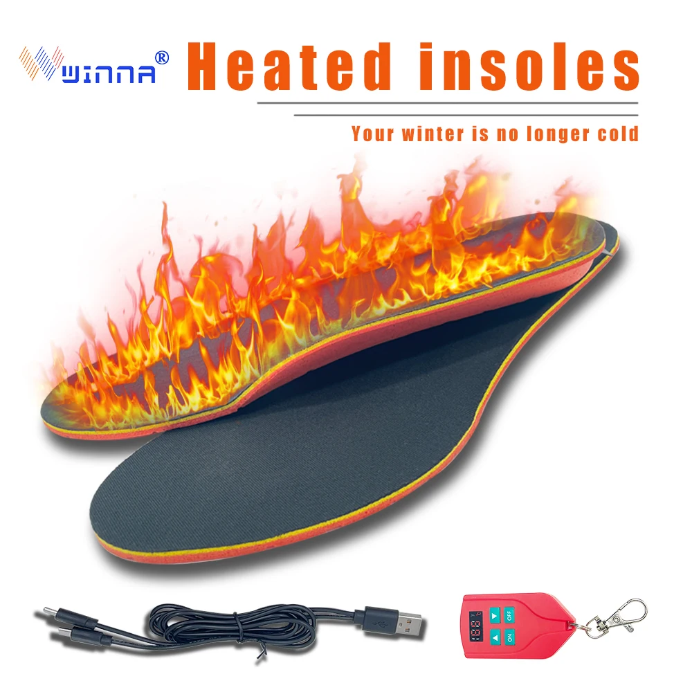 2000mAh  Electric USB heat insoles  Winter Foot Warmer Shoes Insert Pad with Remote Control Breathable Memory Foam Shoe Insole