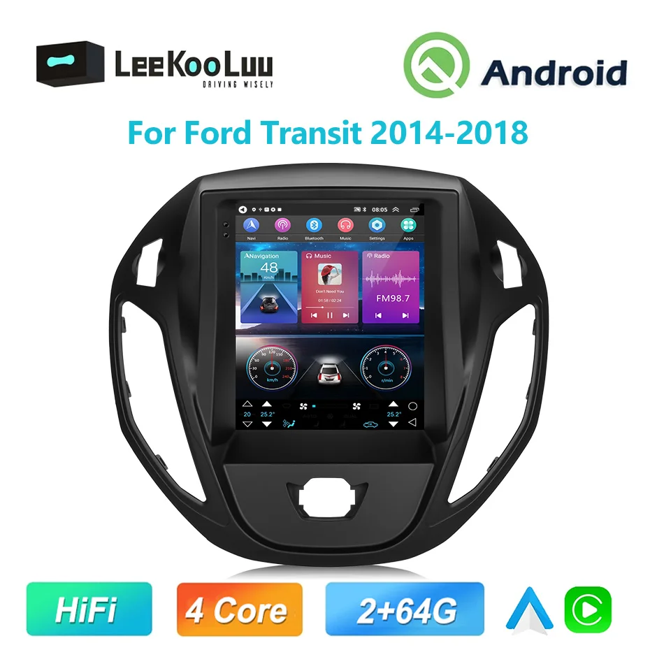 

LeeKooLuu беспроводной CarPlay Android радио для Ford Transit 2014-2018 Автомобильный мультимедийный видеоплеер 2Din головное устройство wifi GPS стерео