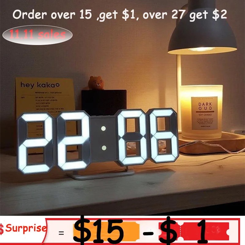 

Nordic Digital Desktop Clock Electronic Alarm Clock Led Night Clock Time Date Display Thermometer Clock Home Decor