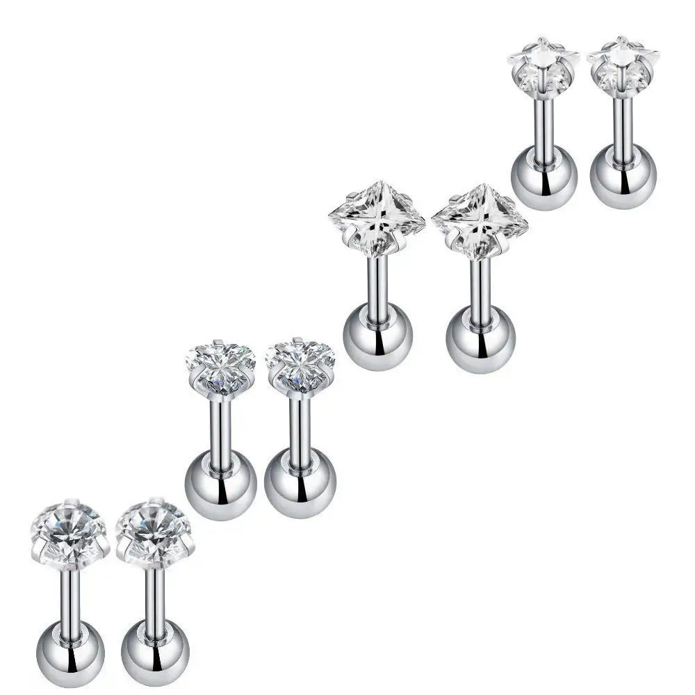 

Серьги-гвоздики с фианитом, 16 г, 4 пары