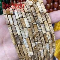 natural picture jaspers beads square tube stone loose beads for jewelry making diy bracelets handmad accessories 15 inch 4x13mm