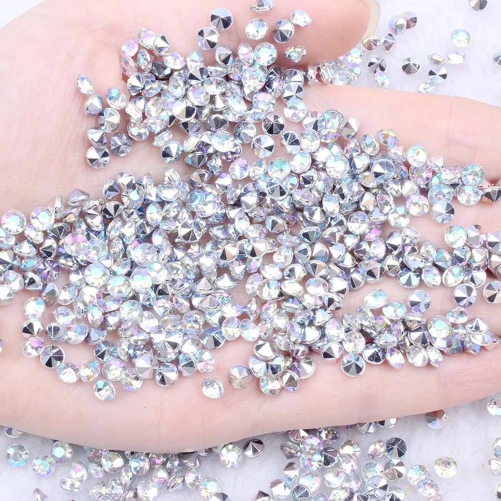 

New Acrylic Rhinestones 3mm 1000pcs Many Colors Point Back Beads Glue On Round Shape Handimade Craft Ornament Diy Trimming