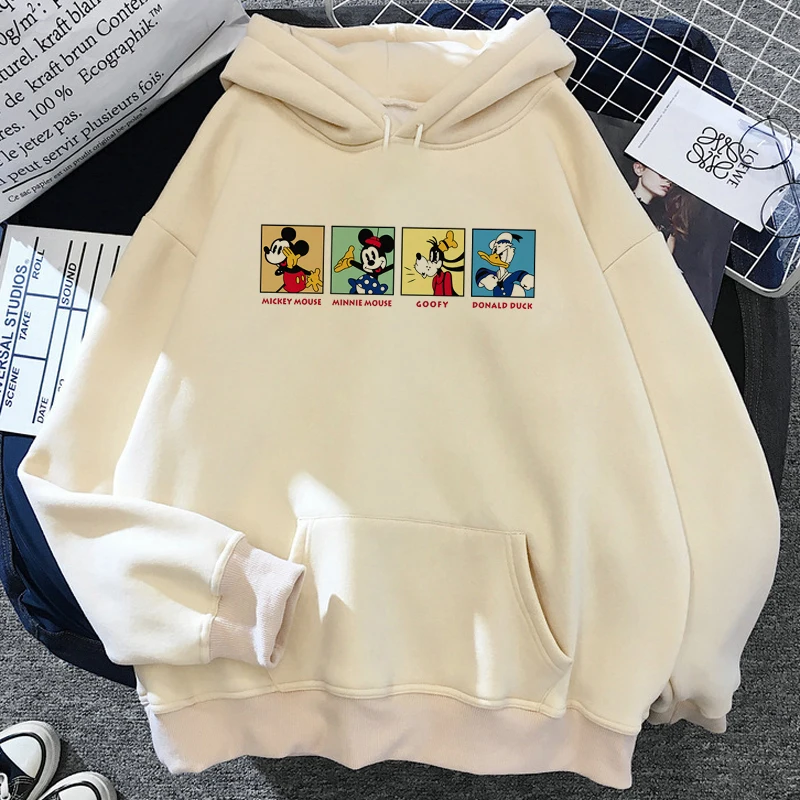 Mickey Mouse Minnie Couple Kawaii Disney Cartoon Hoodies Women Cute Donald Duck Streetwear Sweatshirt Graphic Hoody Female |