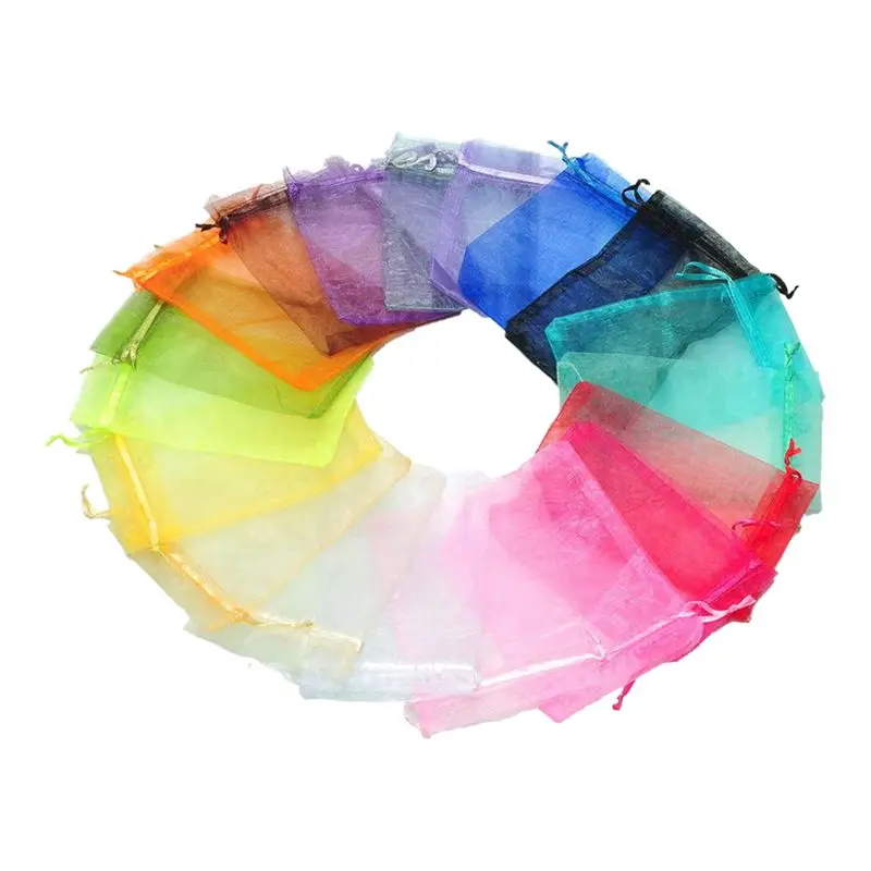 

100PCs 10x15cm Mixed Colors Organza Jewelry Gift Present X-mas Pouch Bags