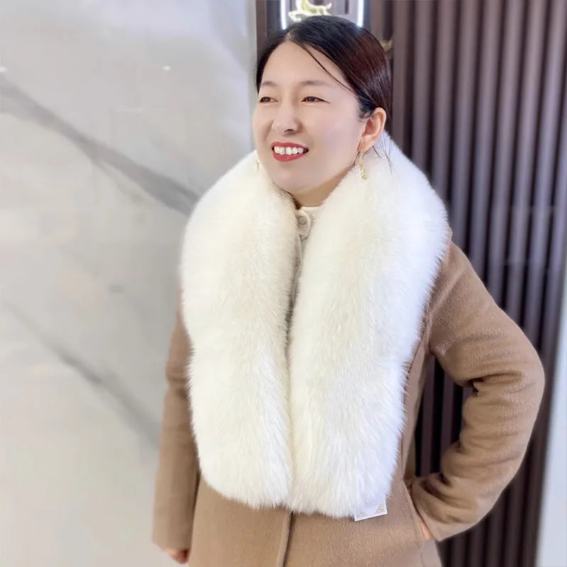 Новинка 2024 года теплая шаль из лисьего меха и зимний двойной теплый шарф