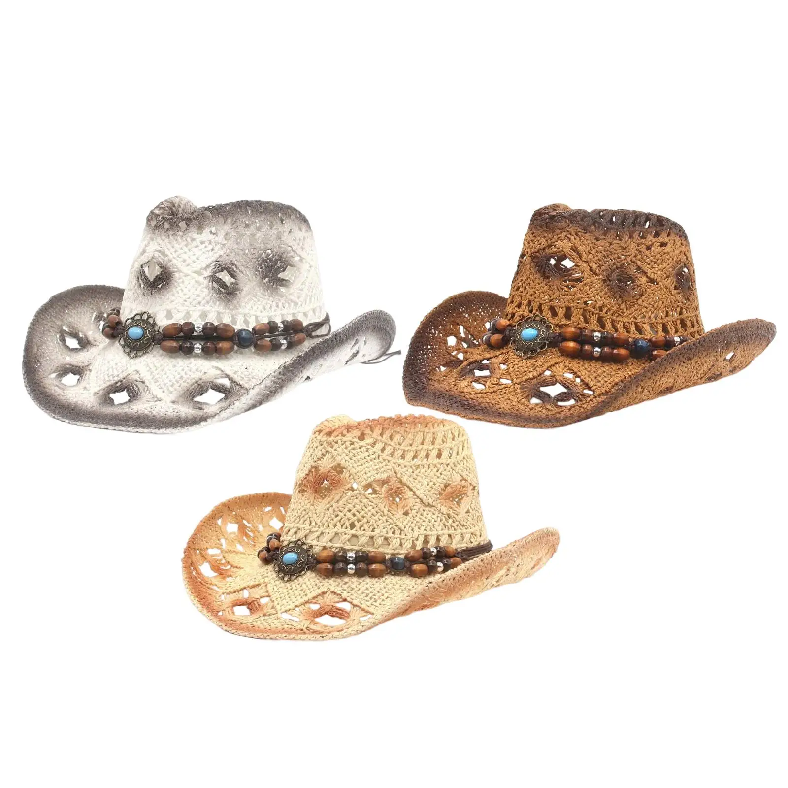 

Straw Cowboy Hat Roll up Brim Cowboy Hat Western Classic Vintage Shapeable Cowgirl Hats for Women Men Beach Summer Travel Rodeo