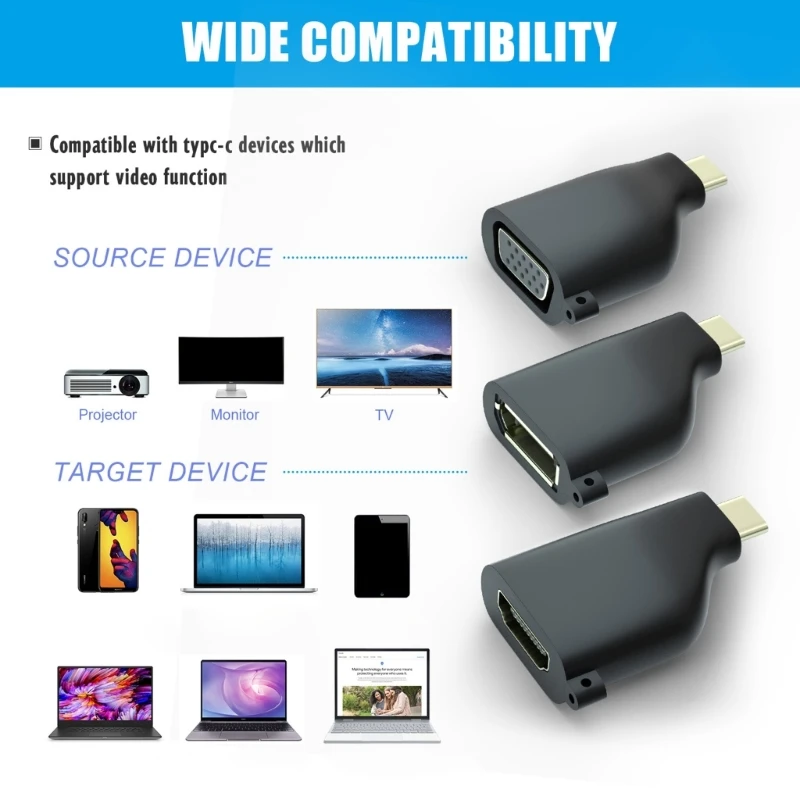 Динамический видеоадаптер USB C для ноутбука с разъемом экрана 4K60 Гц 1 комплект H7JF