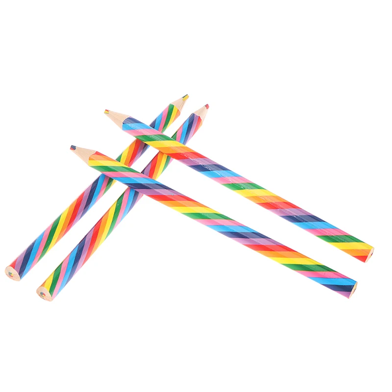 4Pcs/pack Kawaii 4 Color Concentric Rainbow Pencil Crayons C