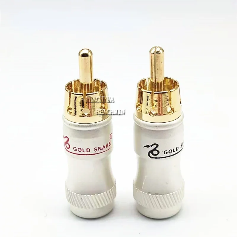 

4pcs/lot Male Audio Video Connector Gold Adapter For Cable DIY gold snake RCA Plug HIFI Goldplated Audio Cable RCA
