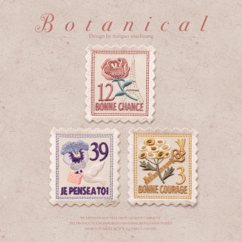 

Delicate Stamps Plant Flowers Embroidered Sewing Patches For Appliqué Iron On Clothing Fabric Sticker DIY Jeans Bag Badge
