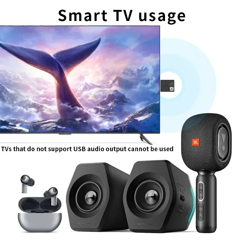 Bluetooth 5.2 Передатчик 5.0 APTX HD LL Адаптивный USB-адаптер с низкой задержкой Беспроводной