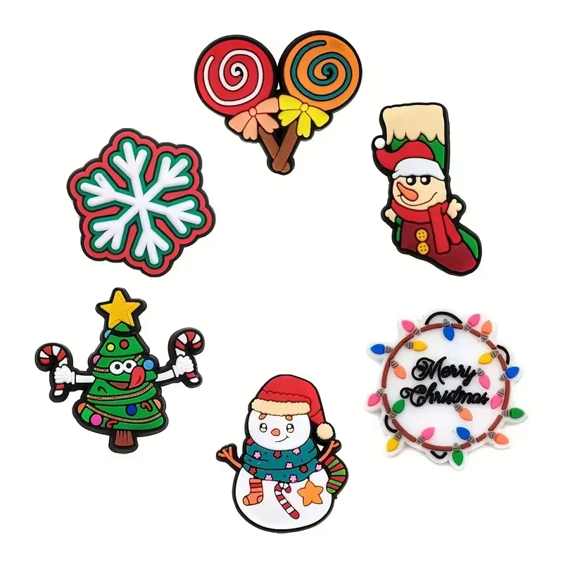 New Christmas Shoe Charms Soft PVC Xmas Themed Garden Decorations Santa Claus &amp Reindeer Clog Accessories