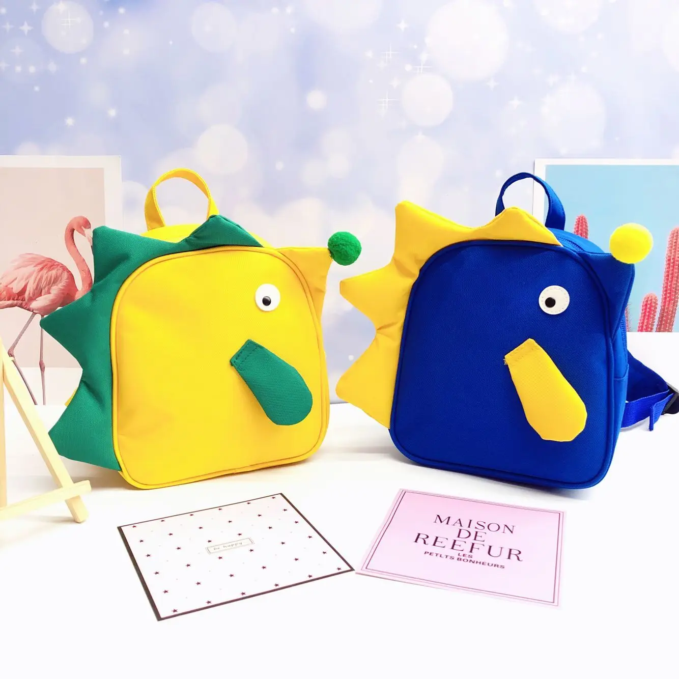 

Children's canvas backpack boys and girls hedgehog bag cute trendy fashion baby mini bag