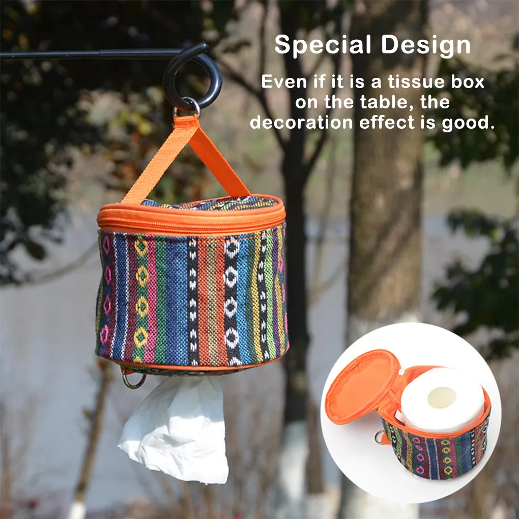 

Outdoor Tissue Case Roll Paper Storage Bag Portable Tissue Cover Organizer Waterproof Camping Hanging Napkin Holder