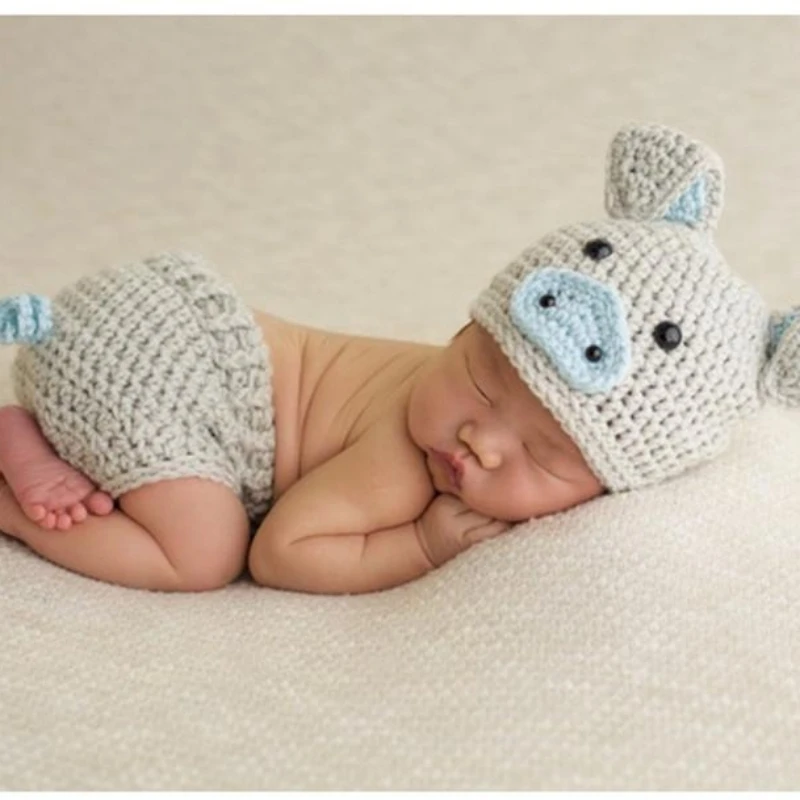 

3 Styles Pig Baby Photography Clothing Newborn Baby Costume Handmade Infant Animal Photography Outfits Baby Accessories