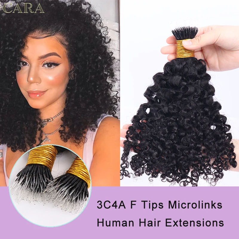 Sassy Curl F Tip Microlinks Human Hair Extensions 3C 4A I Tips Nano Hair Rings Extension For Women Brazilian Bulk Virgin Hair
