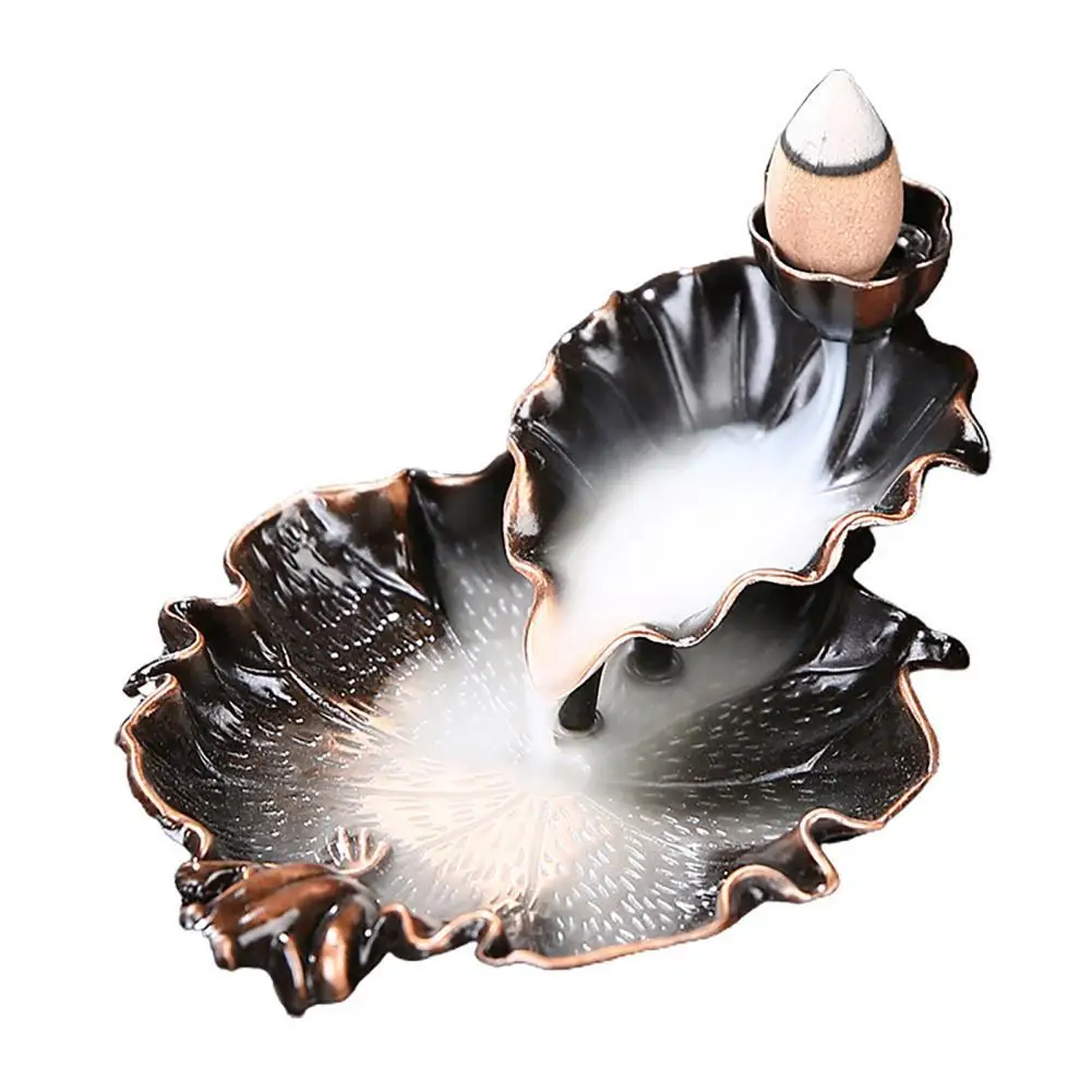 

Fine Workmanship Incense Burners Delicate Durable Alloy Lotus Leaf Incense Holder for Office