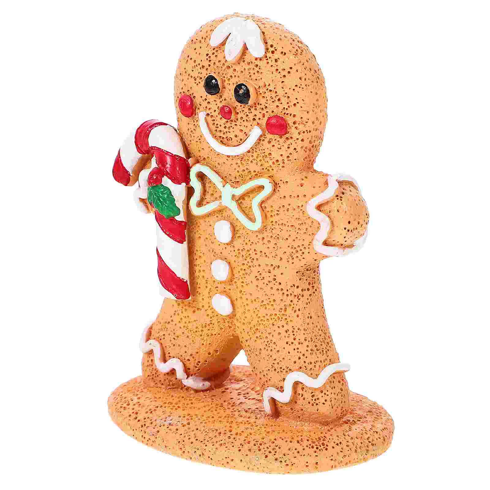 

Christmas Tabletop Decorations Resin Gingerbread Men Candy Cane Figurines Xmas Cartoon Gingerbread Display Statue