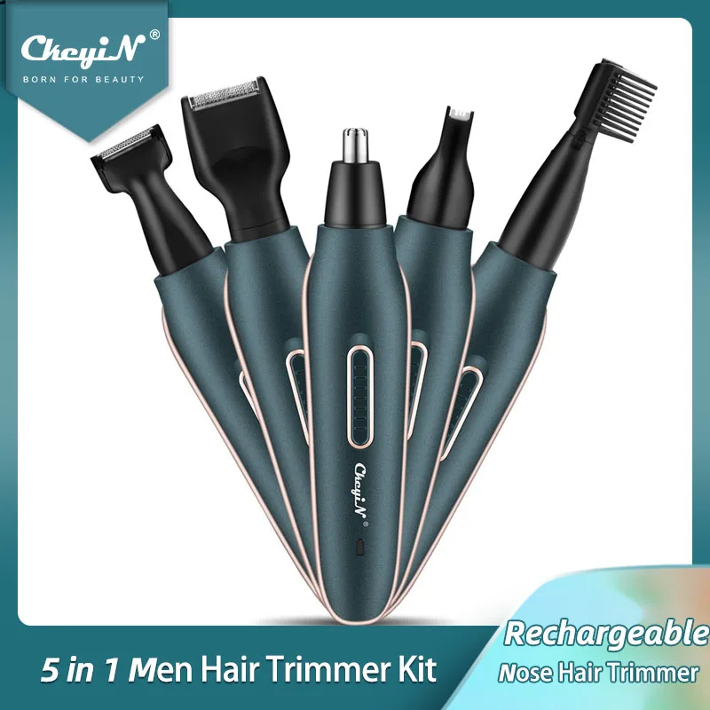 CkeyiN 5 in 1 Electric Nose Hair Trimmer Multifunctional Men Razor Facial Ear Hair Remover Kit Sideburns Shaver Eyebrow Shaper