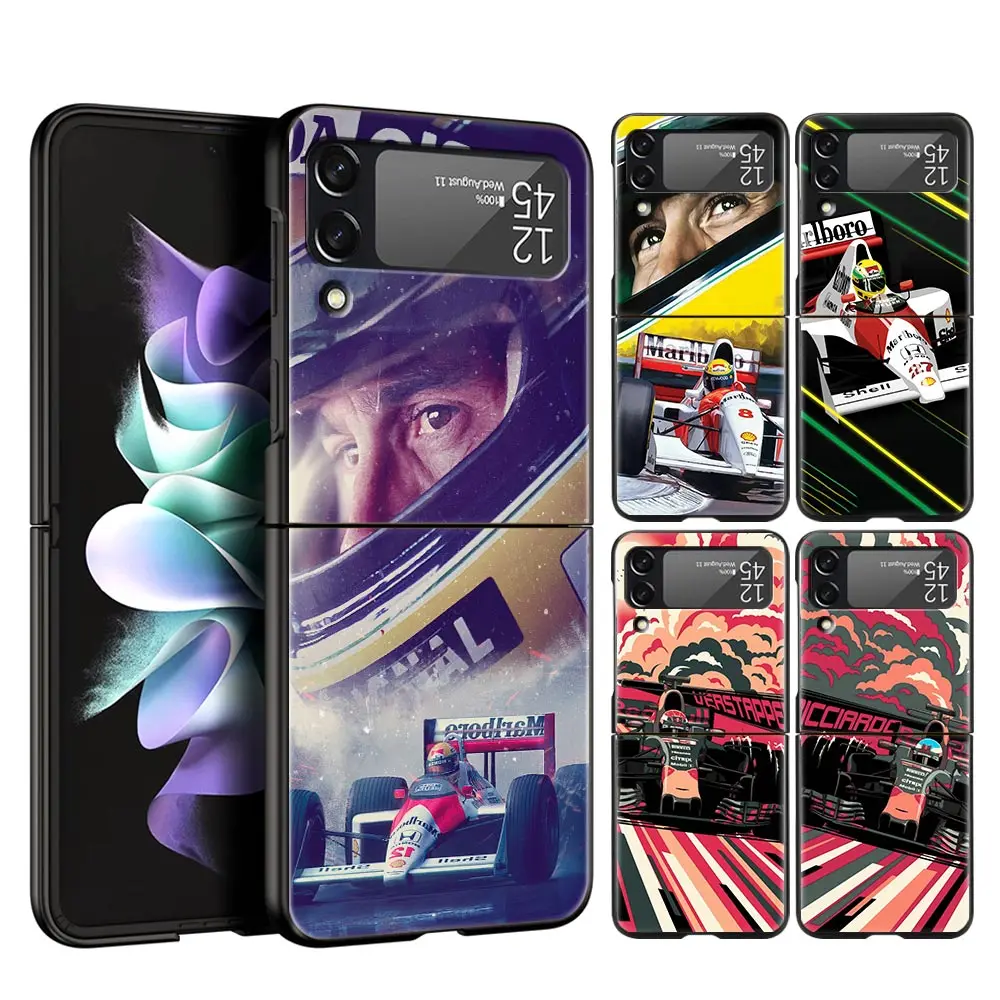 Фото Чехол для телефона Ayrton Senna F1 для Samsung Galaxy Z Flip 6 5 4 3, чехол для Samsung Z Flip3 Flip4 Flip5 Flip6, черный жесткий чехол из ПК №1