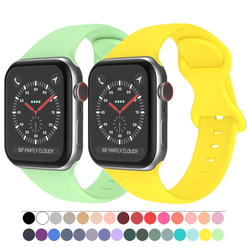 

Ремешок силиконовый для Apple watch Band 44 мм 40 мм 45 мм 41 мм series 7, спортивный браслет для iWatch 4 5 6 se 3, 42 мм 38 мм
