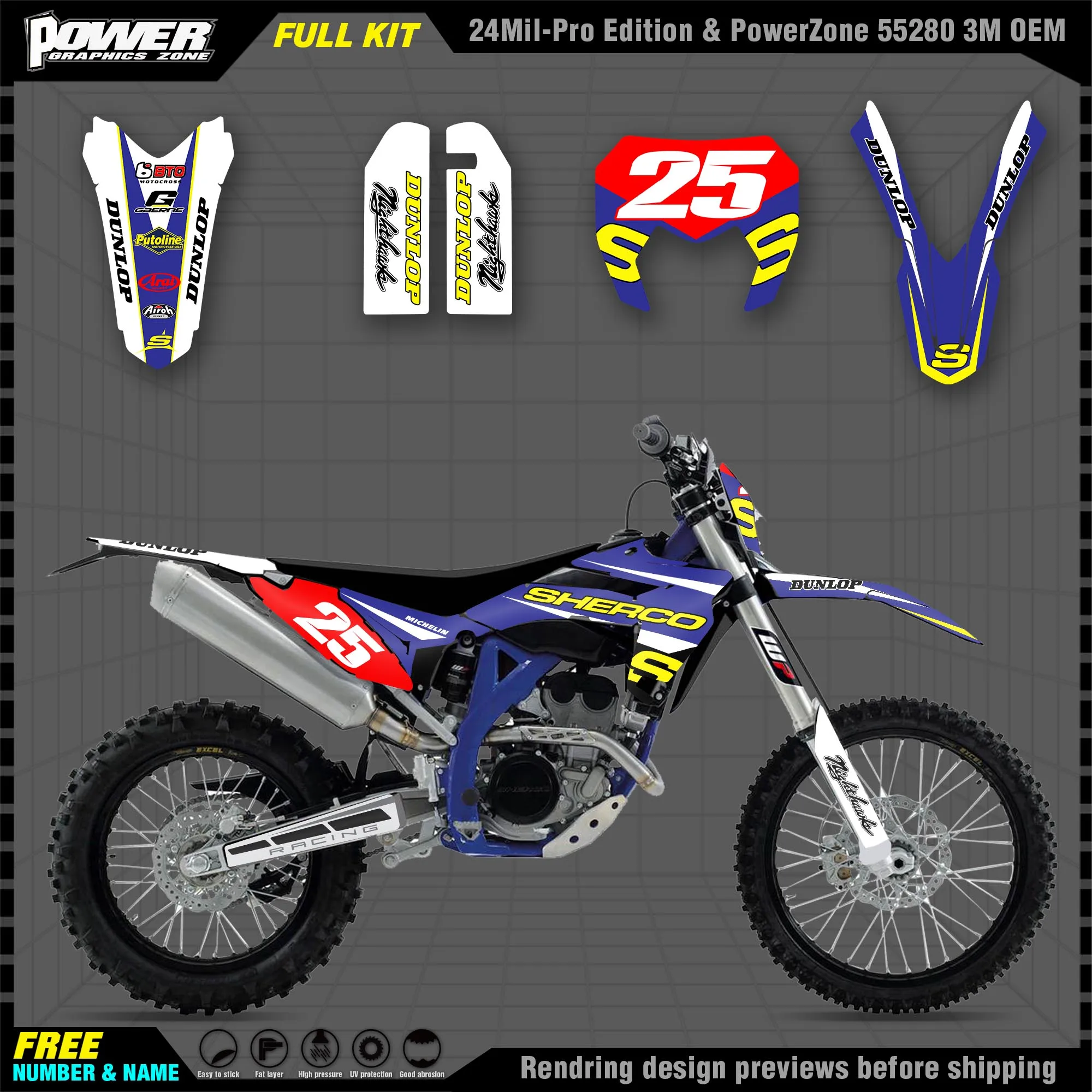 

PowerZone Custom Team Graphics Decals 3M Stickers Kit For SHERCO Sticker 2012 2013 2014 2015 2016 SE SEF 005