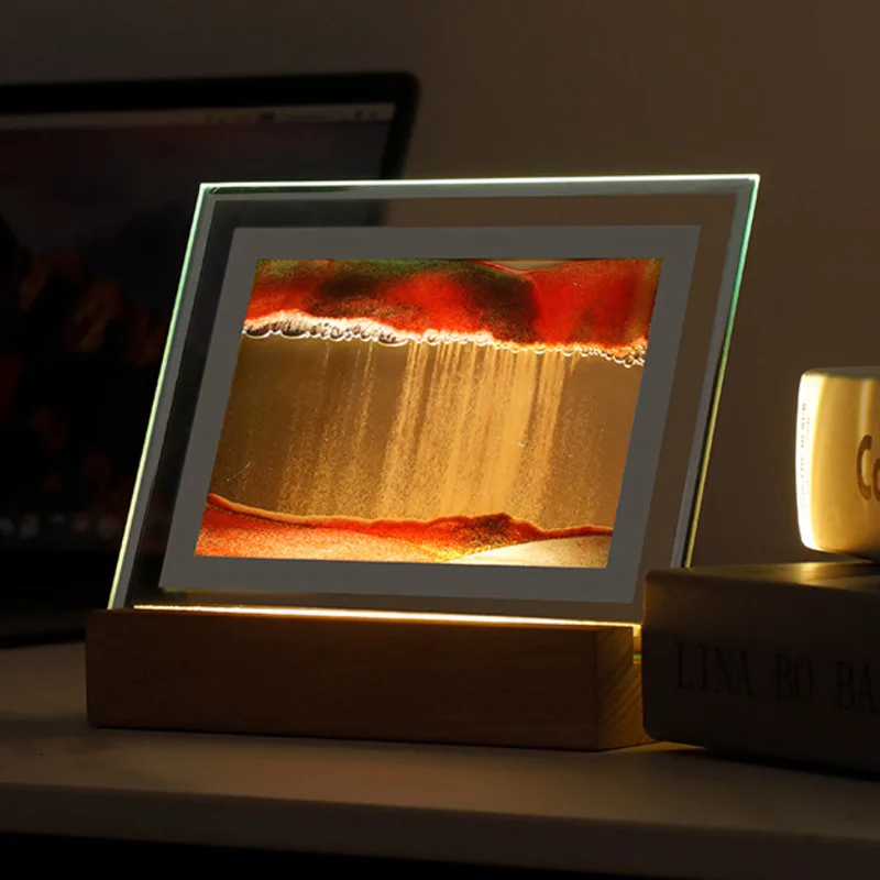 

2023 Sand Art Moving Night Lamp Craft Quicksand 3D Landscape Flowing Sand Picture Hourglass Gift Led Table Night Light Home
