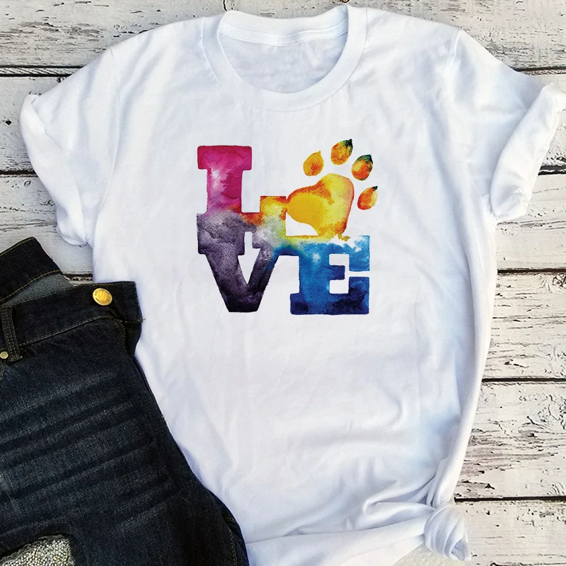 

Футболка женская с надписью Love, топы для собак, женская одежда, винтажные топы для мам и собак, женские летние топы 2022 м, 2022