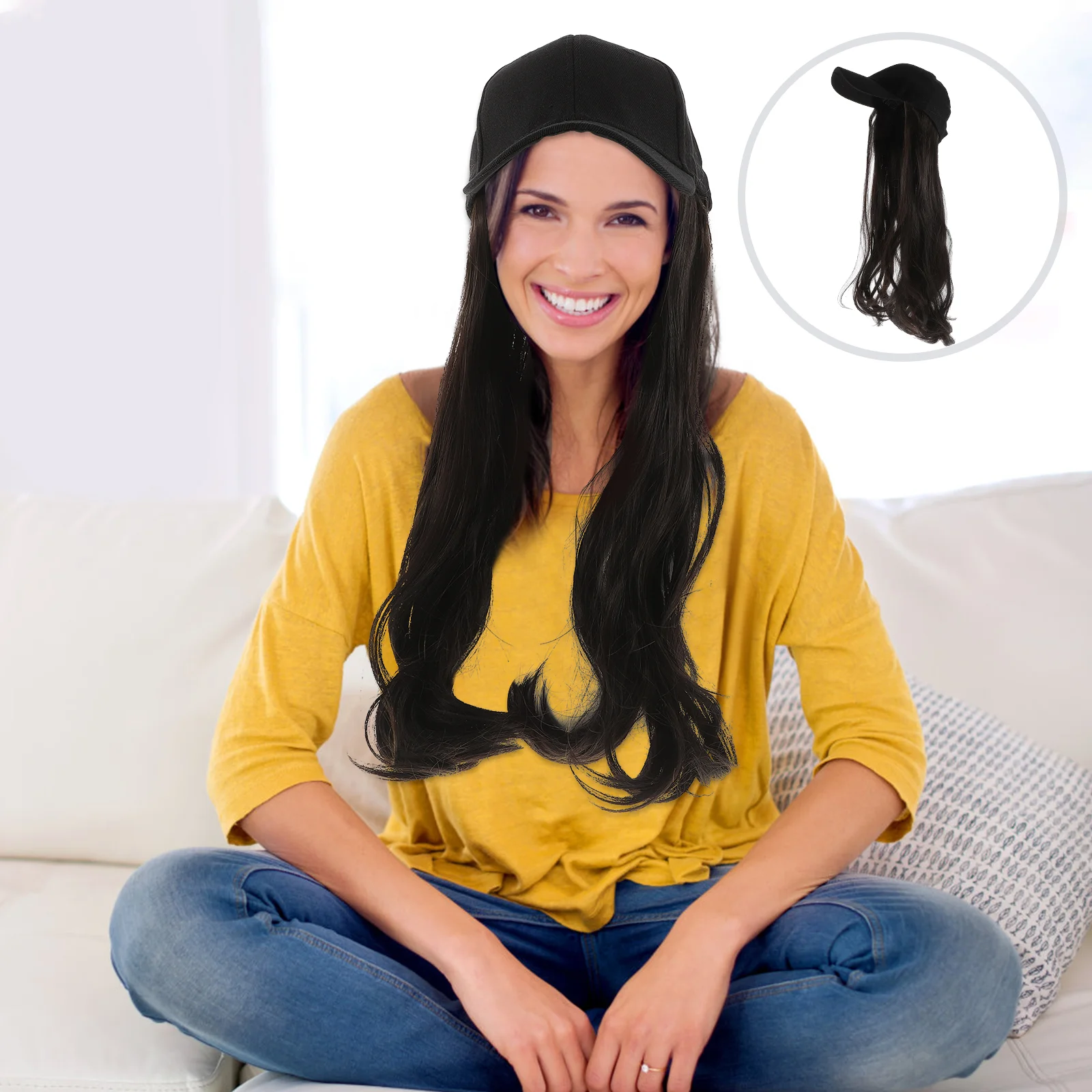 

Hat Hair Attached Women One Piece Hat Women Headdress Ladies Hats Hat Breathable Hat Hair Peaked Cap Hair Attached