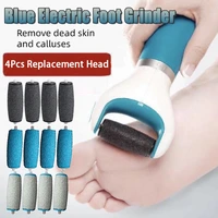 blue electric pedicure apparatus with replacement head foot grinder remove dead skin calluses foot grinde machine feet care tool