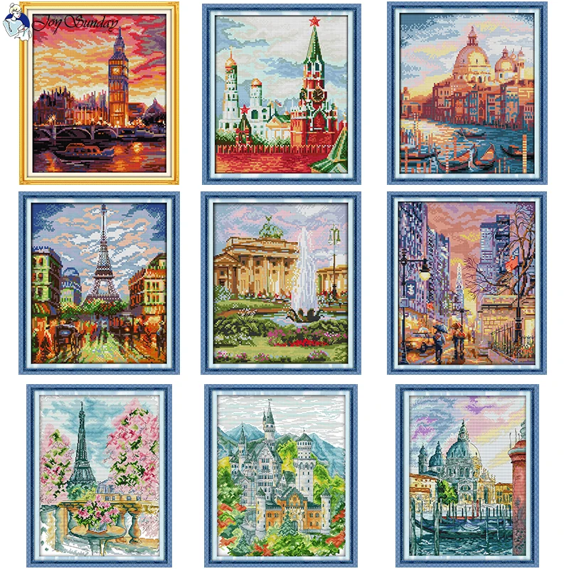 Серия городской пейзаж набор для вышивки крестом Aida 14CT счетный 11CT 16CT вышивания