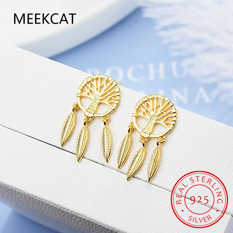 Настоящее серебро 925 пробы серьги Древо жизни для женщин серьги-гвоздики с