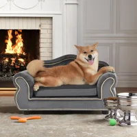 Ship from US.Anysun 27" Pet Sofa, Dog sofa, Dog bed, Cat Sofa, Cat Bed, Wooden Frame And Velvet-Gray
