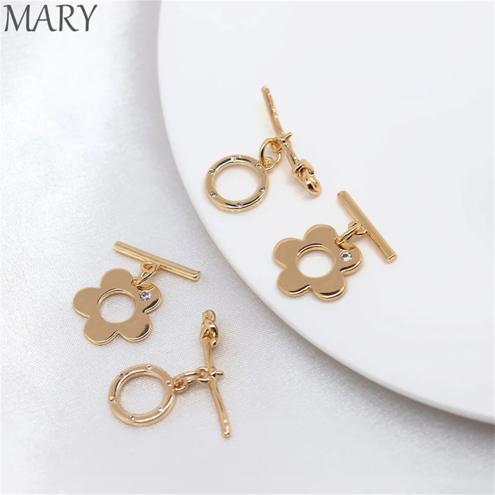 

18K gold-encrusted zircon flower holder OT buckle handmade DIY bracelet necklace ending connection clasp jewelry material