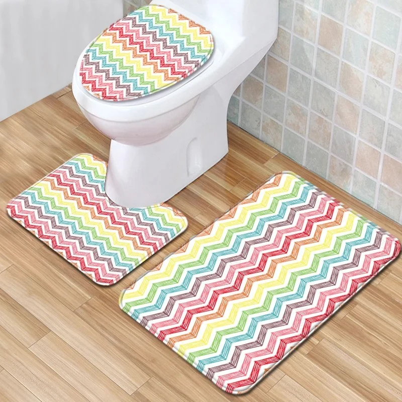 

Мультяшный геометрический текстурный узор Товары для ванной комнаты коврик для ванной набор ковриков для ванной комнаты коврик для туалет...