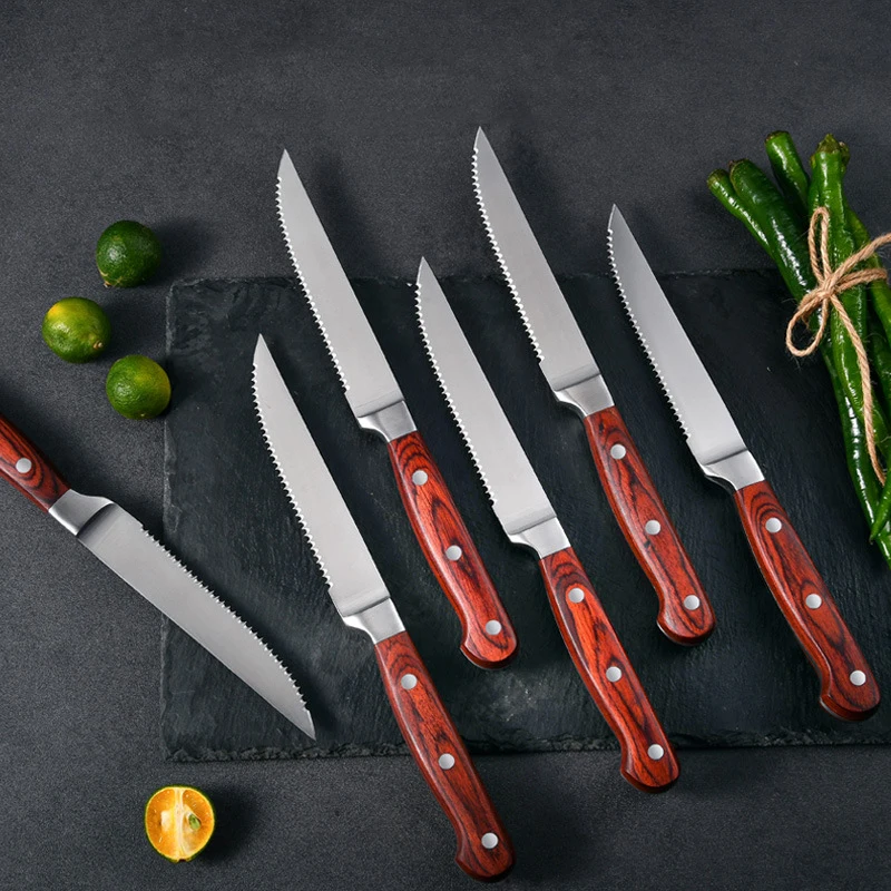 

Classic Exquisite Workmanship Cutlery Color Wood Handle High Quality Stainless Steel Kitchen Steak Knives