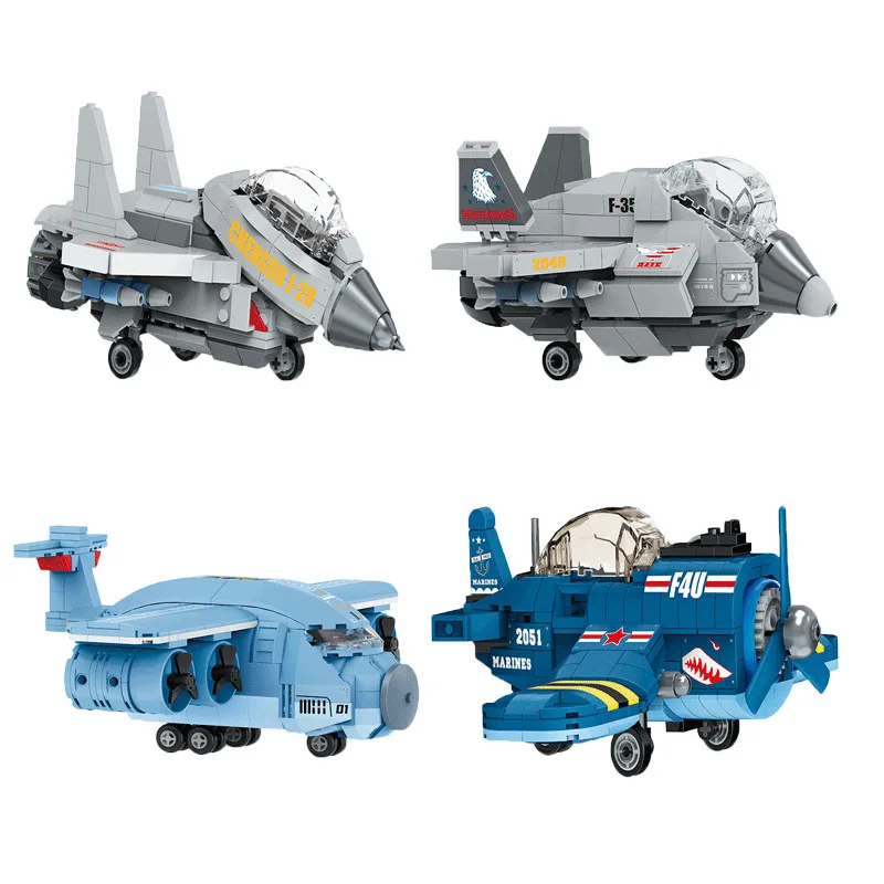 

Plastic Blocks Cute Fighter Bricks Tech Famous Airplane Model Kids Toys for Children Collection Boy Birthday Gifts Man Present