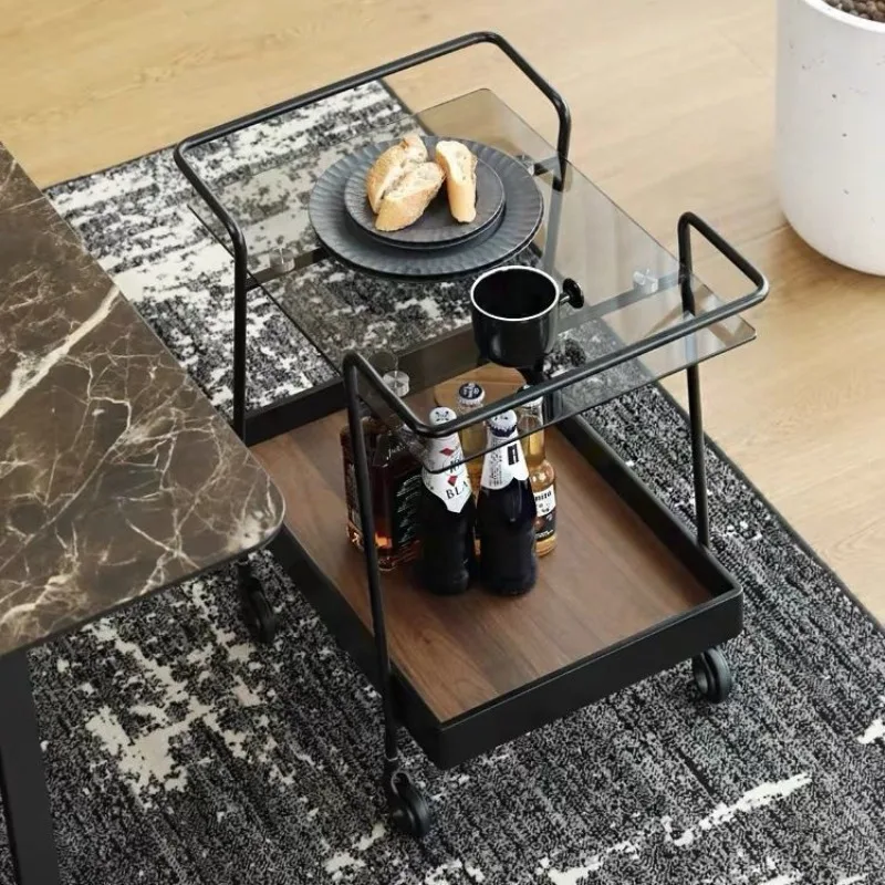 Маленькая тележка бытовой светильник роскошная стойка для хранения передвижная