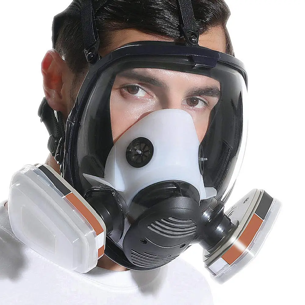 

6800 Dust/Gas Mask With Filters&Cottons Full Face Respirator For Spray Paint Coating Chemical Industry Welding Anti-Fog Reusable